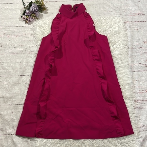 NWT TED BAKER LONDON Torriya Ruffle Pink Tunic Halter Dress - Picture 2 of 12